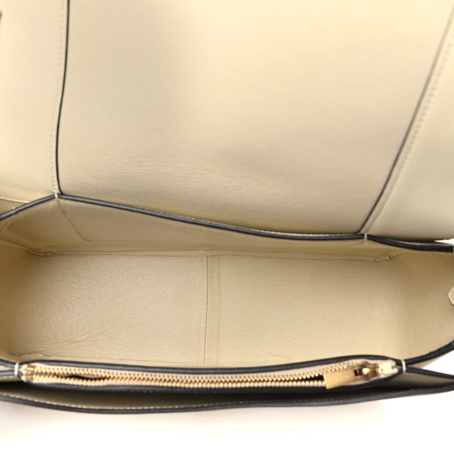 Shiny Smooth Calfskin Medium Frame Shoulder Bag Chalk Mastic