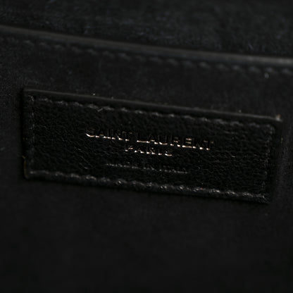 Saint Laurent Metallic Grain De Poudre Medium Classic Monogram Kate Satchel Dark Lead 6 of 13
