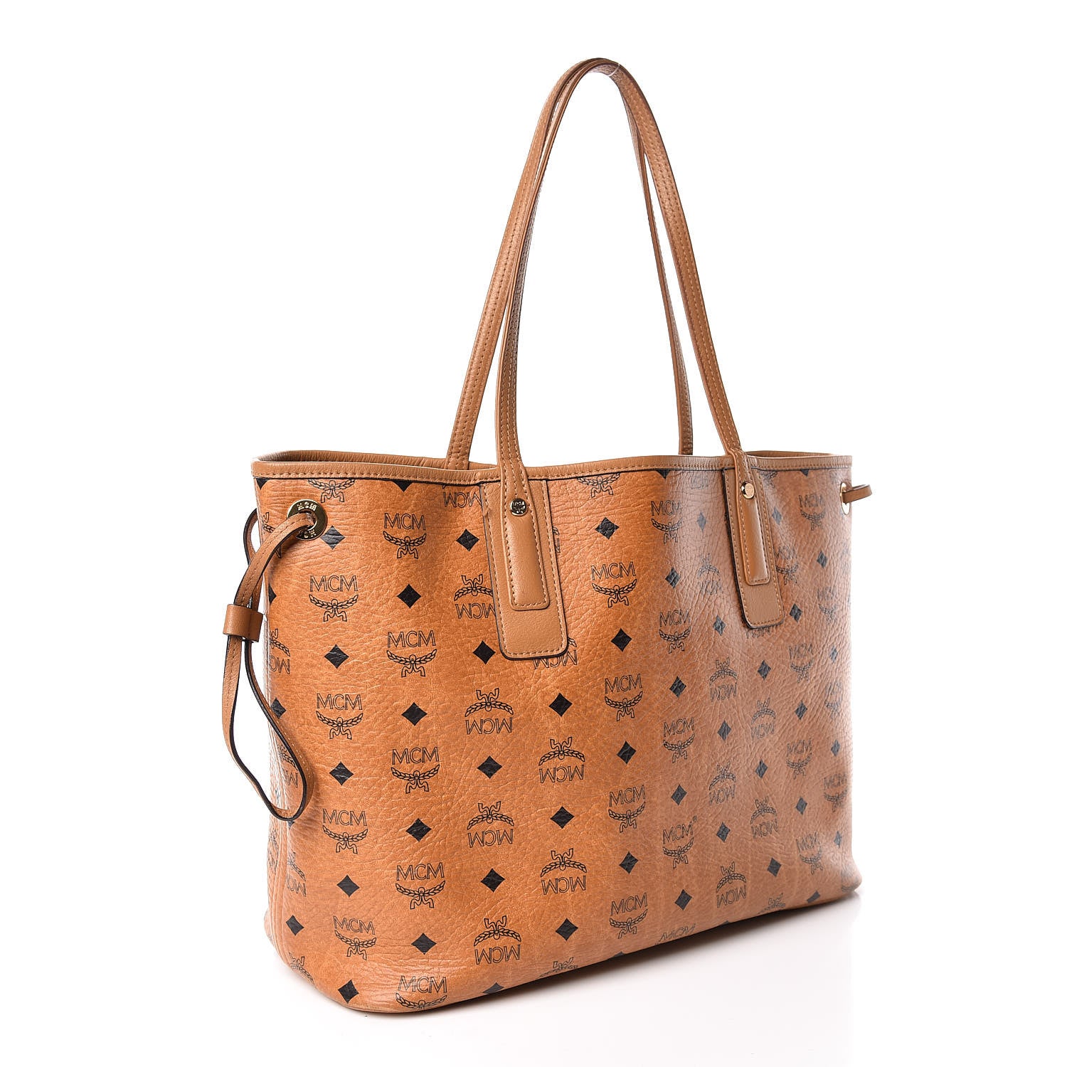 MCM Visetos Medium Liz Reversible Shopper Tote Cognac 4 of 16