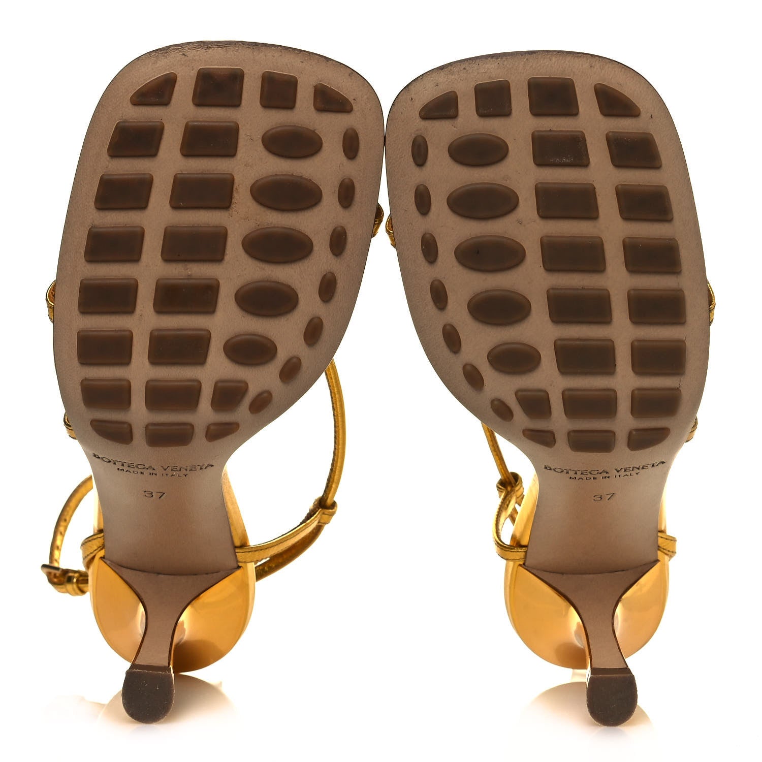 Bottega Veneta Laminated Calfskin The Line 90mm Sandals 37 Gold 5 of 8