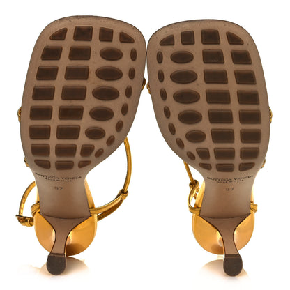 Bottega Veneta Laminated Calfskin The Line 90mm Sandals 37 Gold 5 of 8