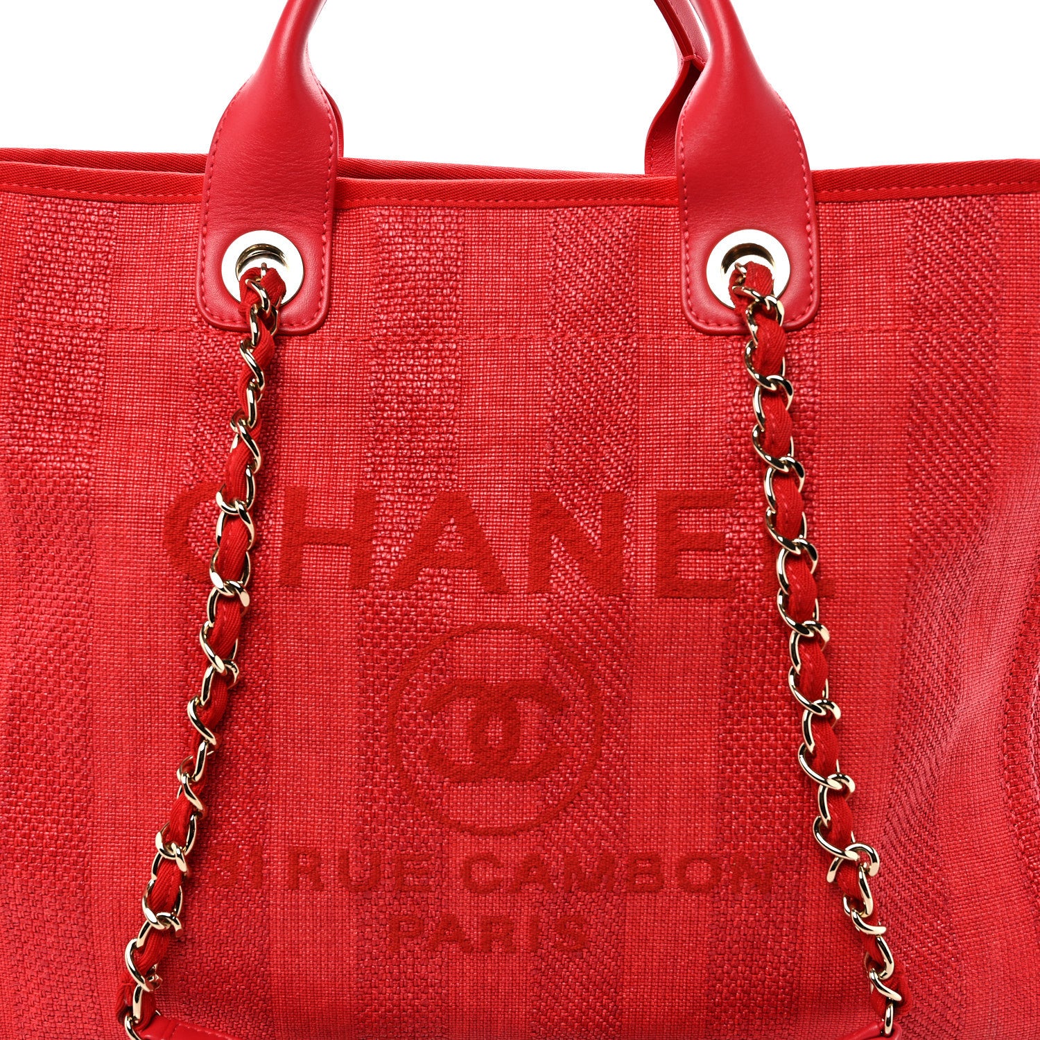 Chanel Mixed Fibers Striped Medium Deauville Tote Red 8 of 11