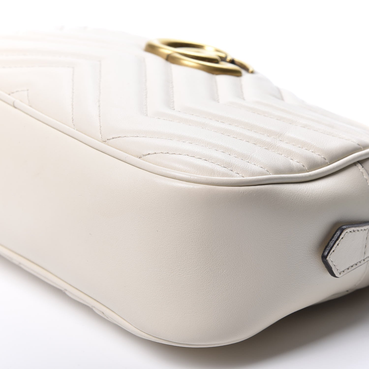 Gucci Calfskin Matelasse Small GG Marmont Chain Shoulder Bag White 6 of 10