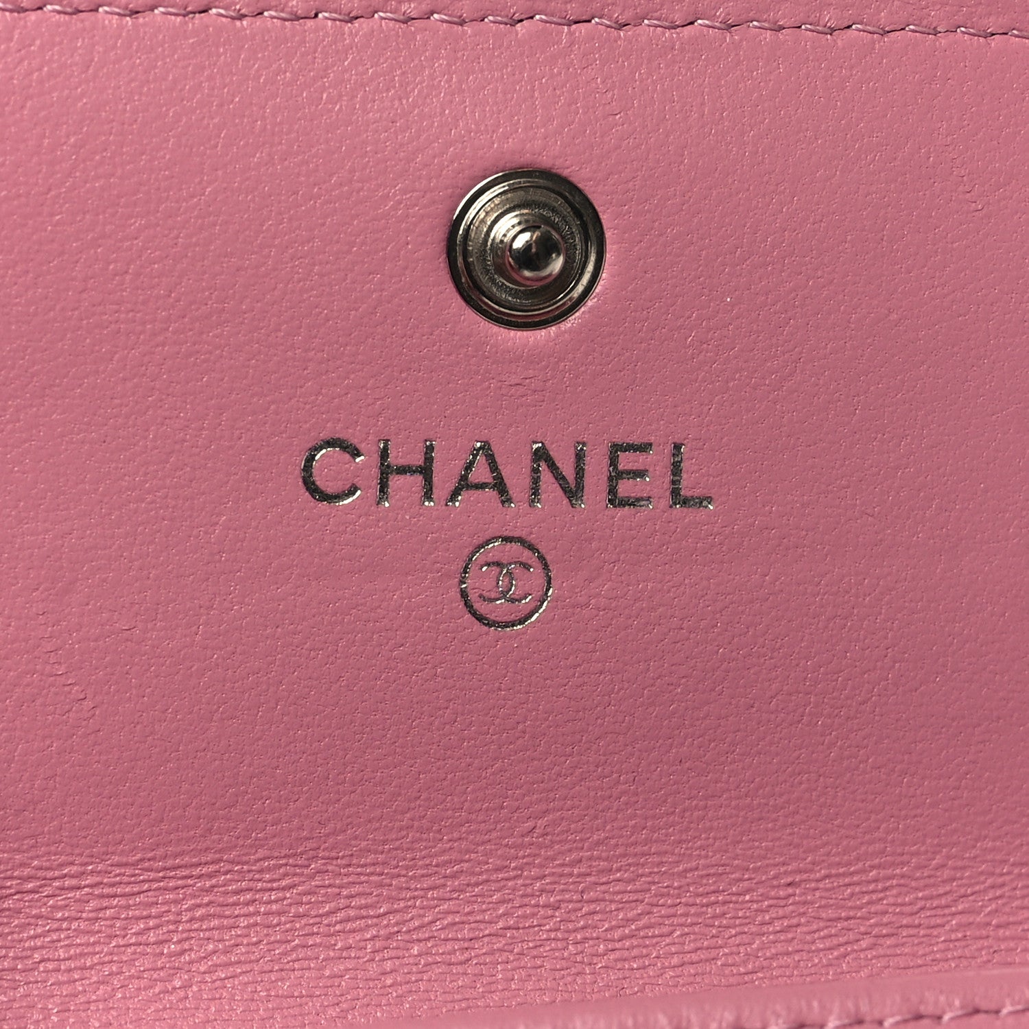 Chanel Lambskin Quilted Flap Crystal Star Card Holder Wallet Pink 6 of 9