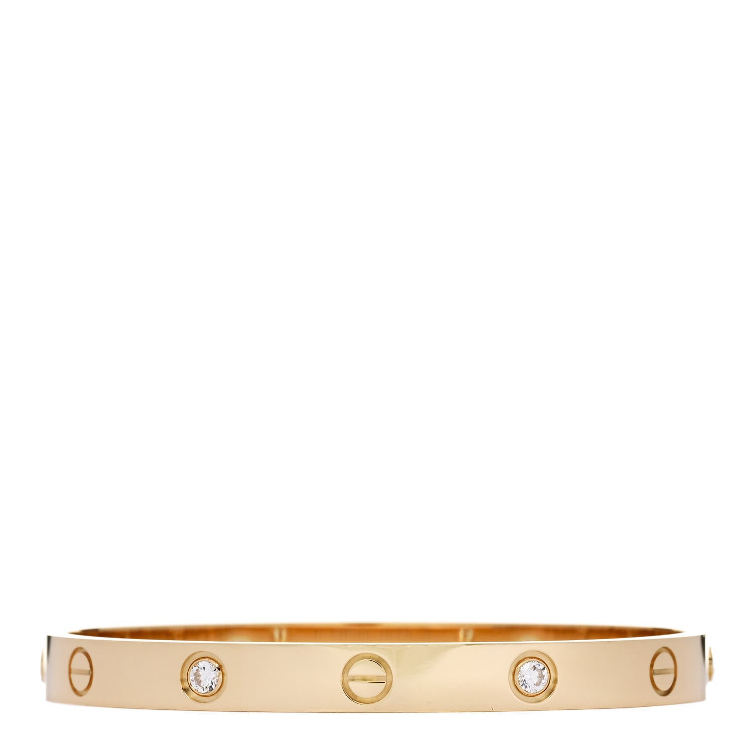 Cartier 18K Yellow Gold 4 Diamond LOVE Bracelet 19 2 of 9