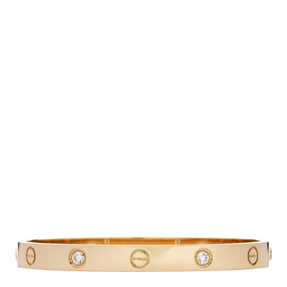 Cartier 18K Yellow Gold 4 Diamond LOVE Bracelet 19 2 of 9
