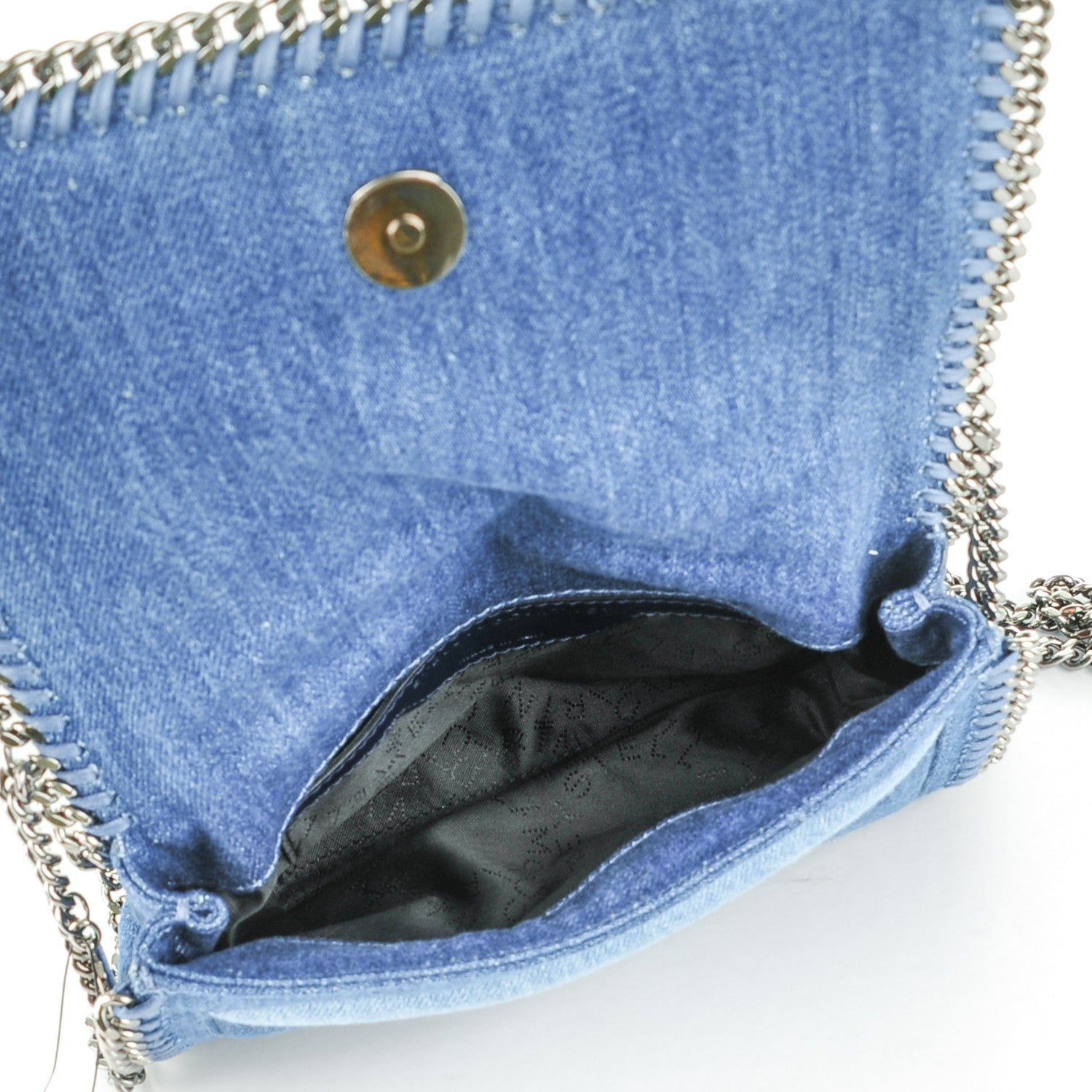 Stella McCartney Eco Denim Chevron Quilted Falabella Crossbody Blue 6 of 9