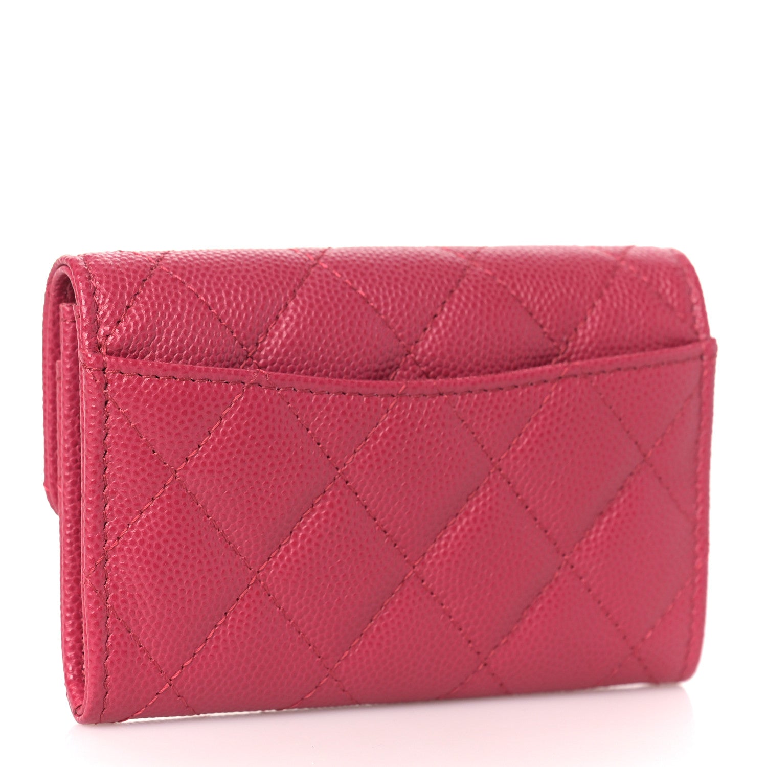 Chanel Caviar Quilted Flap Card Holder Wallet Fuchsia 3 of 11