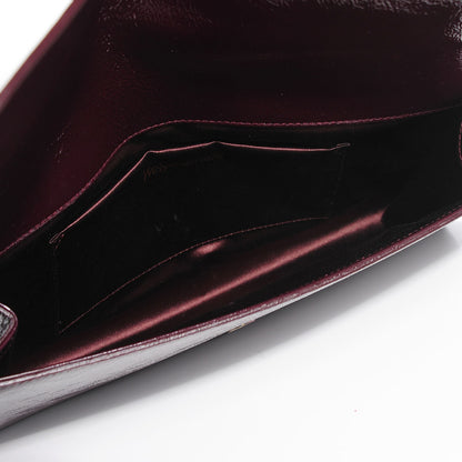 Saint Laurent Textured Patent Monogram Large Belle De Jour Clutch Burgundy 5 of 7
