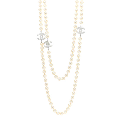 Chanel Pearl CC Long Necklace Light Gold 1 of 8