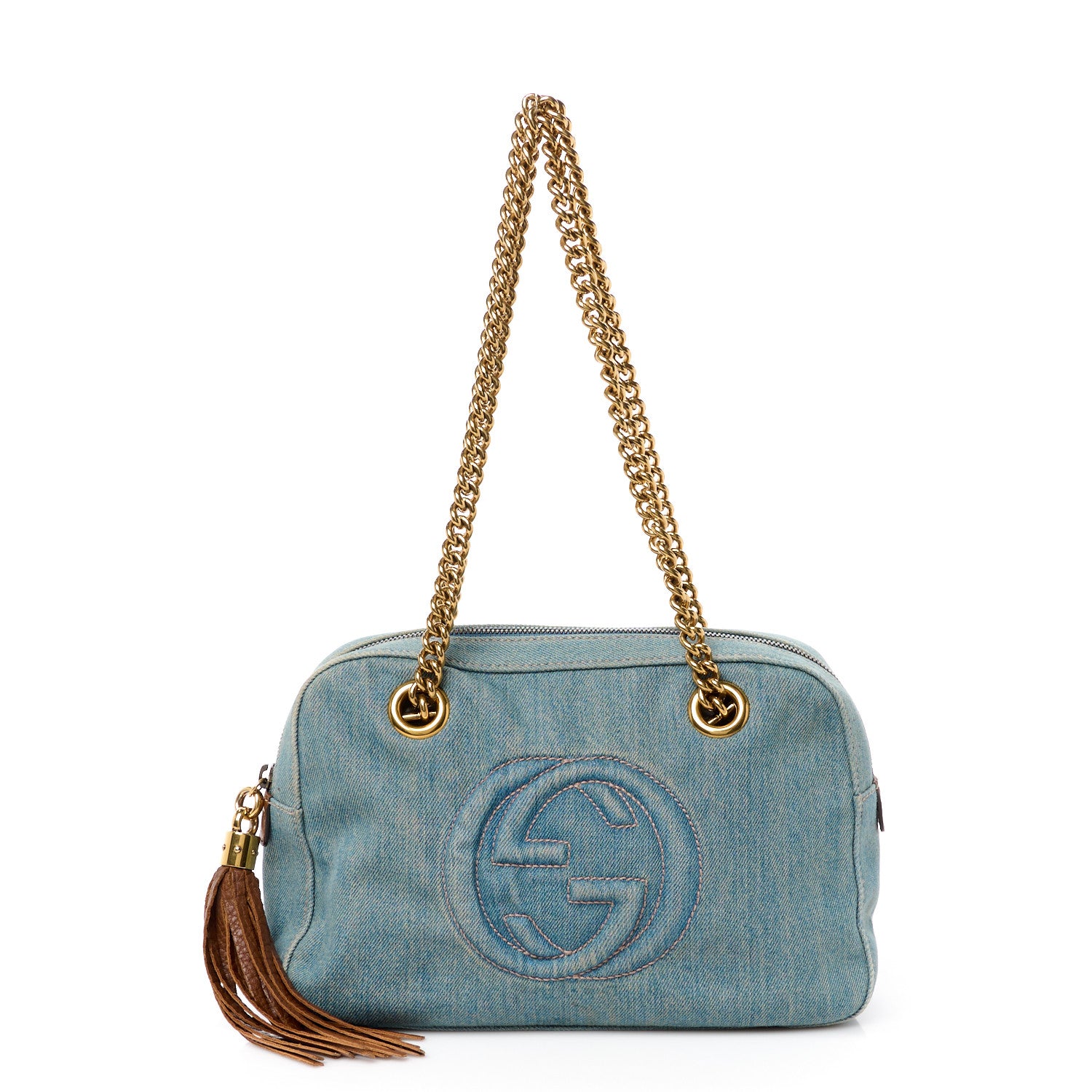 Gucci Denim Small Soho Bowler Blue 1 of 16