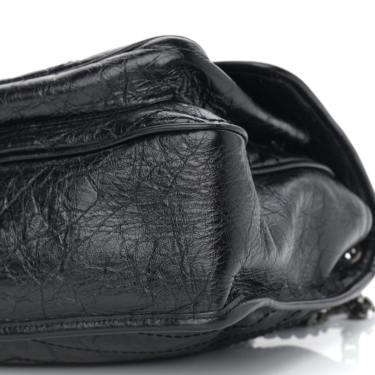 Crinkled Calfskin Matelasse Monogram Medium Niki Chain Satchel Black