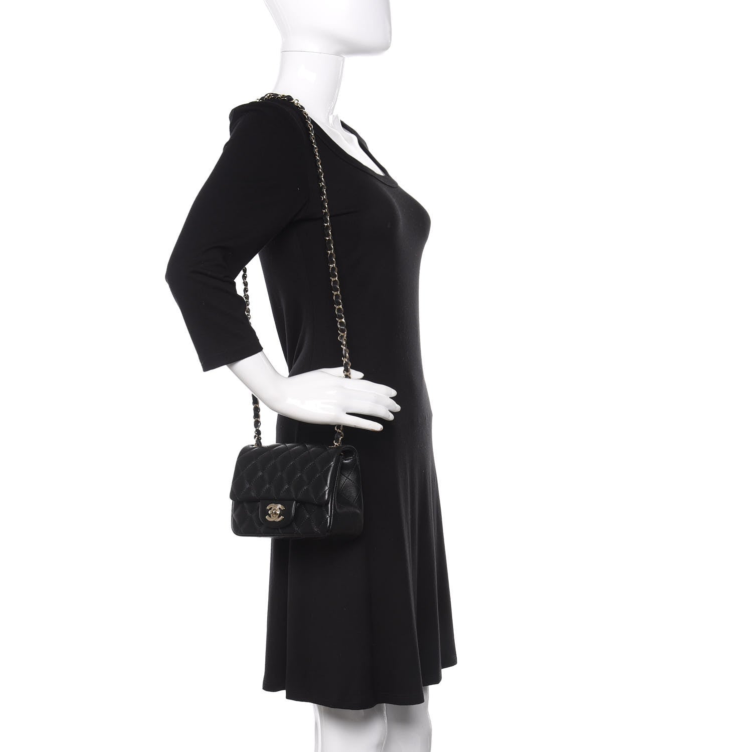 Chanel Lambskin Quilted Mini Square Flap Black 2 of 10