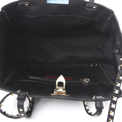 Valentino Garavani Vitello Small Rockstud Tote Black 4 of 15