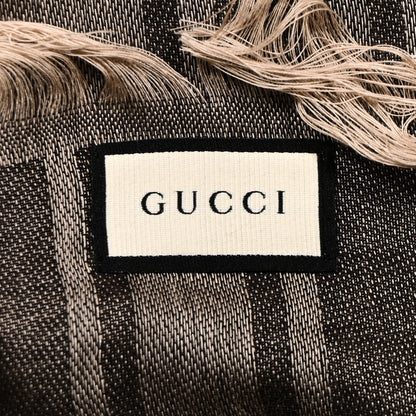 Gucci Wool Silk GG Monogram Diamante Plaid Surviee Shawl Beige Dark Brown 3 of 3