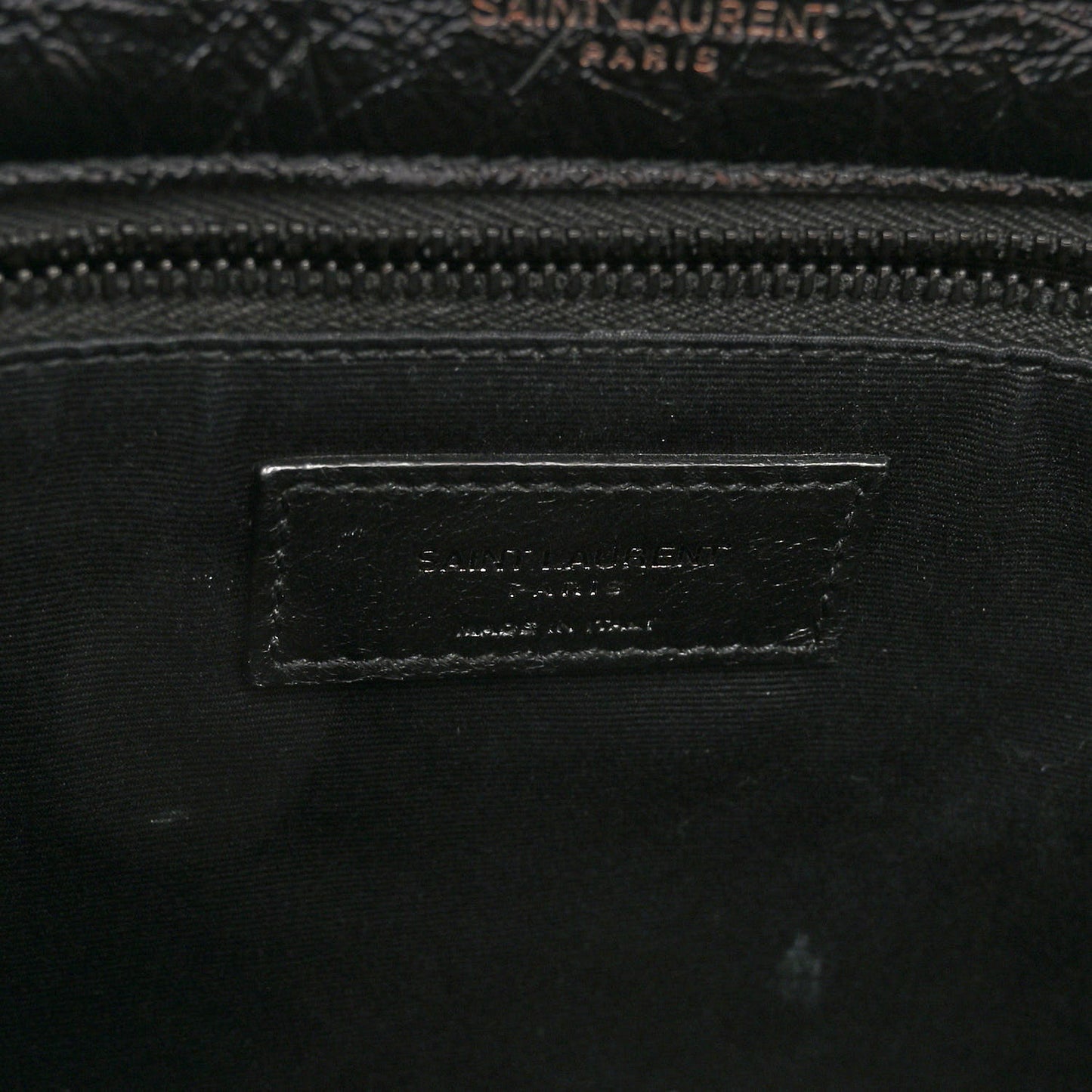Crinkled Calfskin Matelasse Monogram Medium Niki Chain Satchel Black