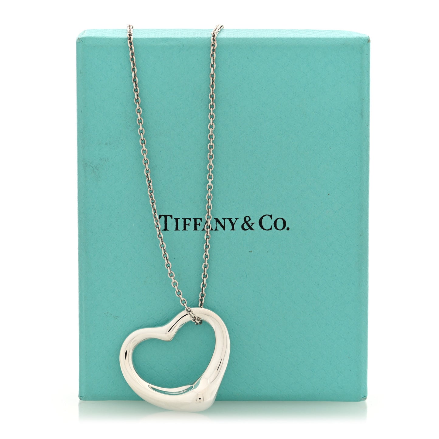 Sterling Silver 27mm Elsa Peretti Open Heart Pendant Necklace
