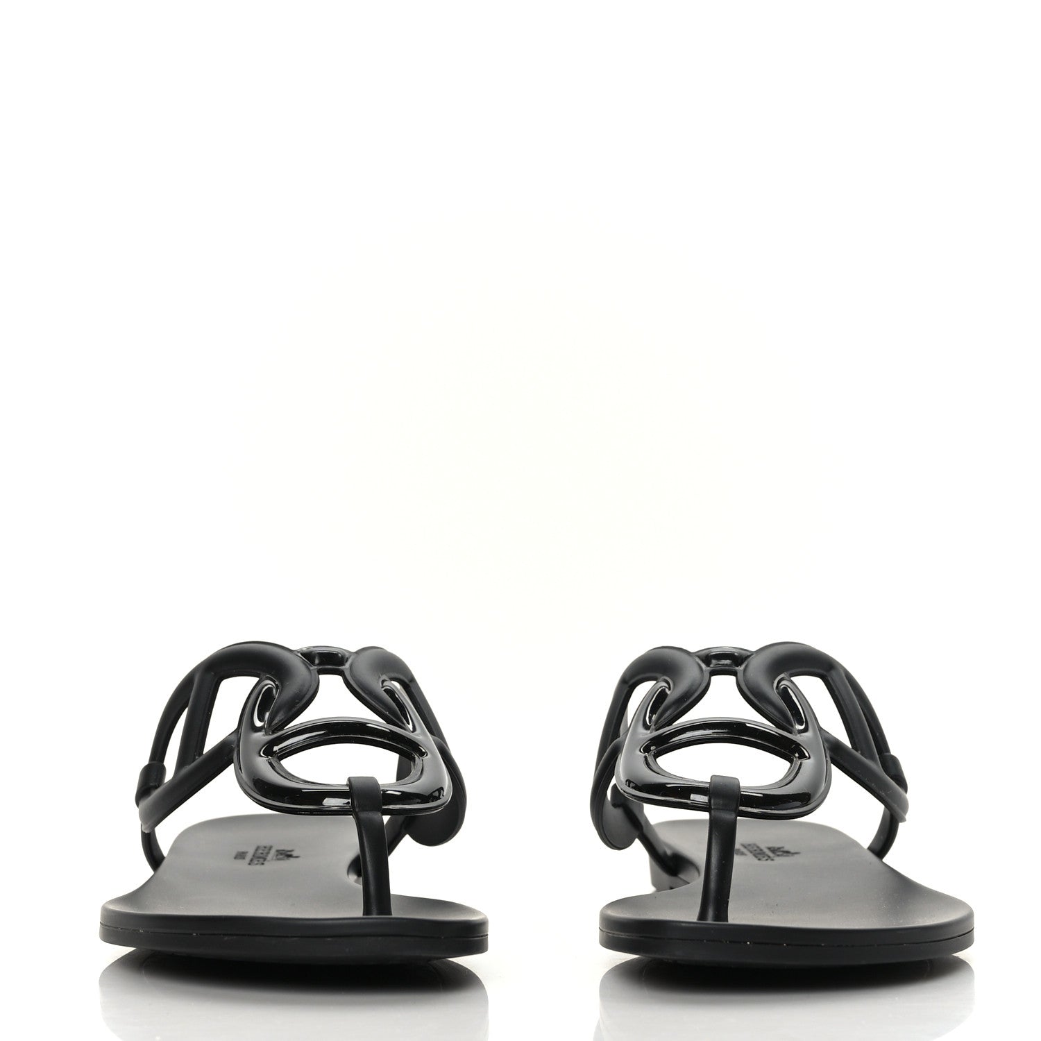 Hermes Rubber Womens Egerie Sandals 38 Black 2 of 9