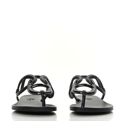 Hermes Rubber Womens Egerie Sandals 38 Black 2 of 9