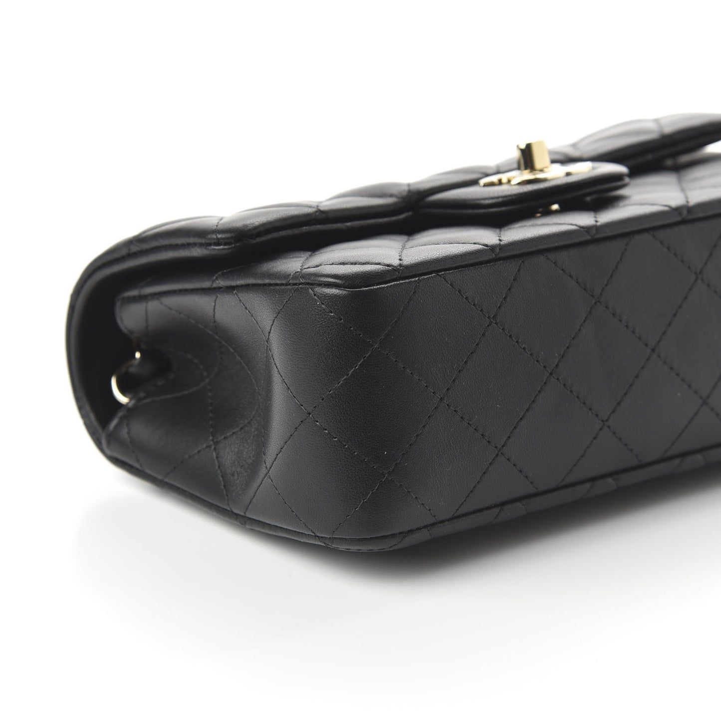 Lambskin Quilted Mini Rectangular Flap Black