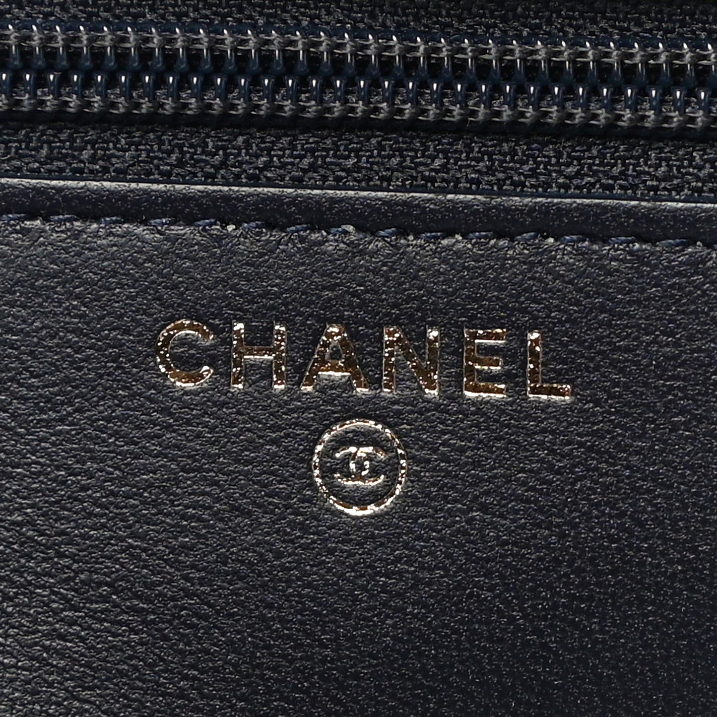 Lambskin Quilted Elegant CC Wallet On Chain WOC Navy Black