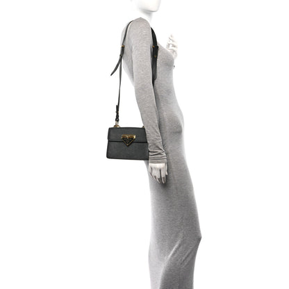 Prada Saffiano Symbole Flap Shoulder Bag Smeraldo 2 of 12