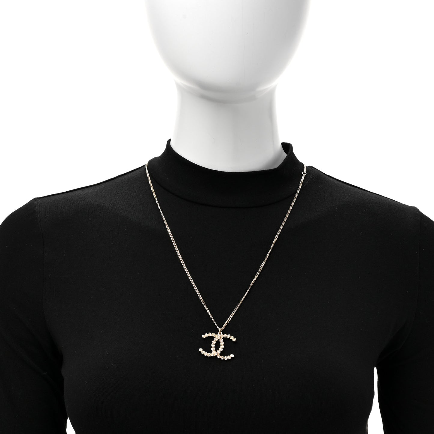 Crystal CC Pendant Necklace Gold