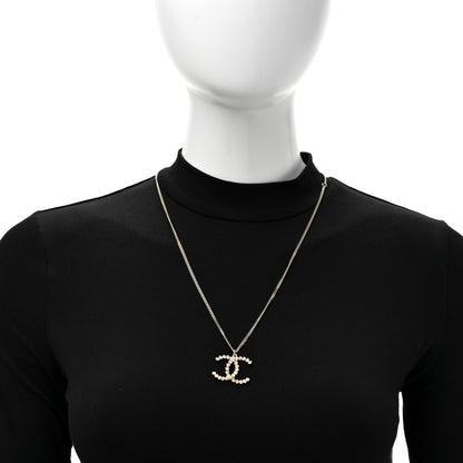 Chanel Crystal CC Pendant Necklace Gold 2 of 6