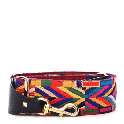 Valentino Garavani Canvas Native Couture 1975 Embroidered Rockstud Guitar Strap Multicolor 1 of 4
