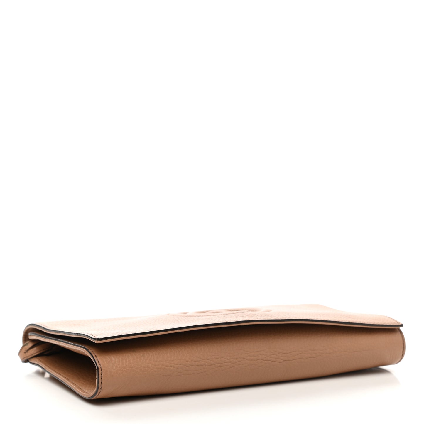 Pebbled Calfskin Medium Soho Clutch Camelia