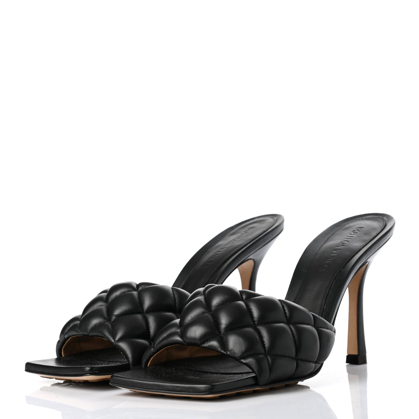 Nappa Matelasse Padded Mule Sandals 38.5 Black