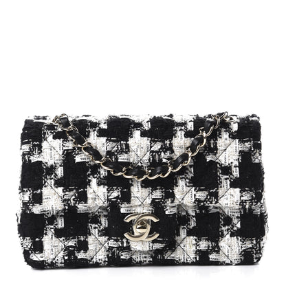 Chanel Tweed Quilted Mini Rectangular Flap Black Ecru White 1 of 10