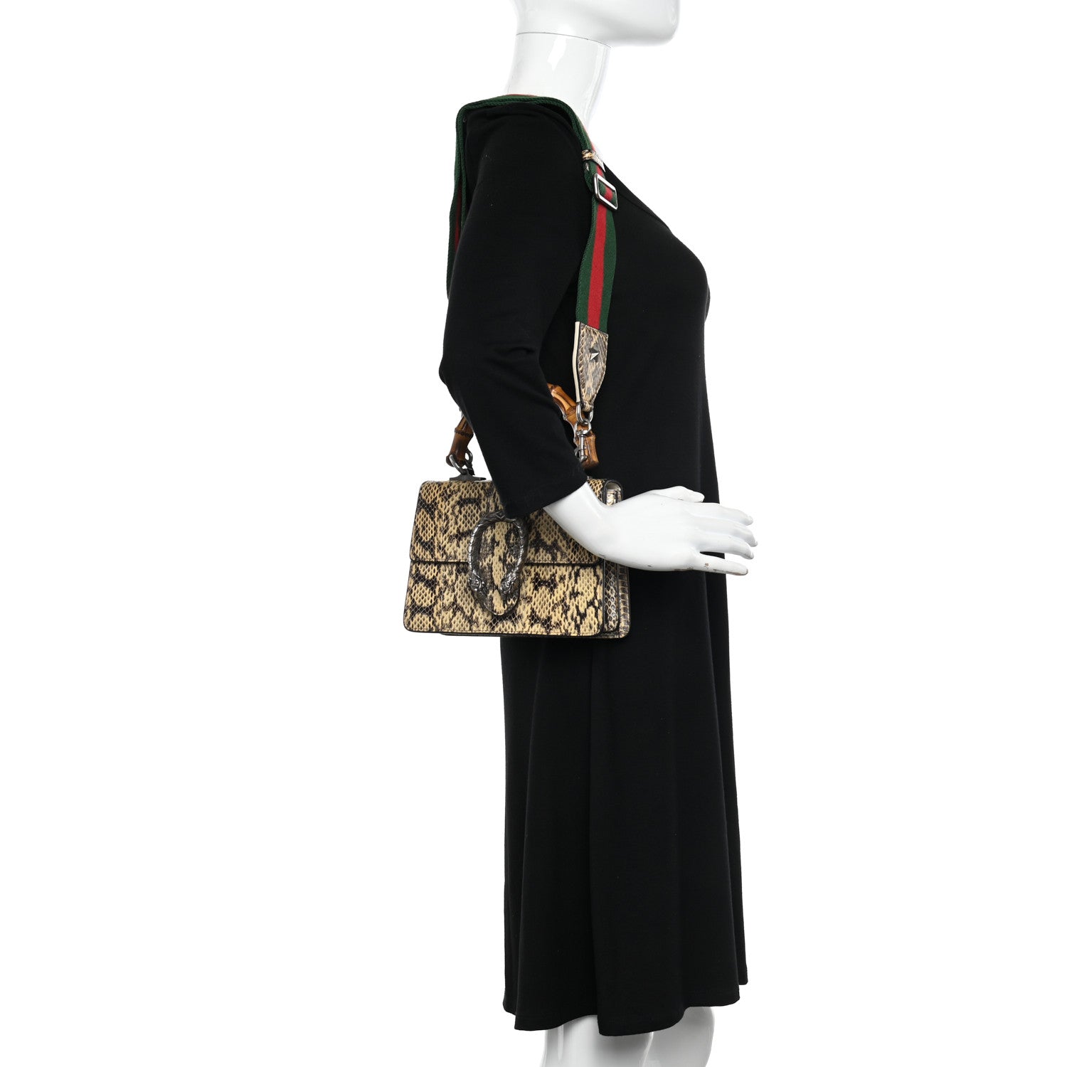 Gucci Snakeskin Bamboo Web Mini Dionysus Top Handle Bag 2 of 11