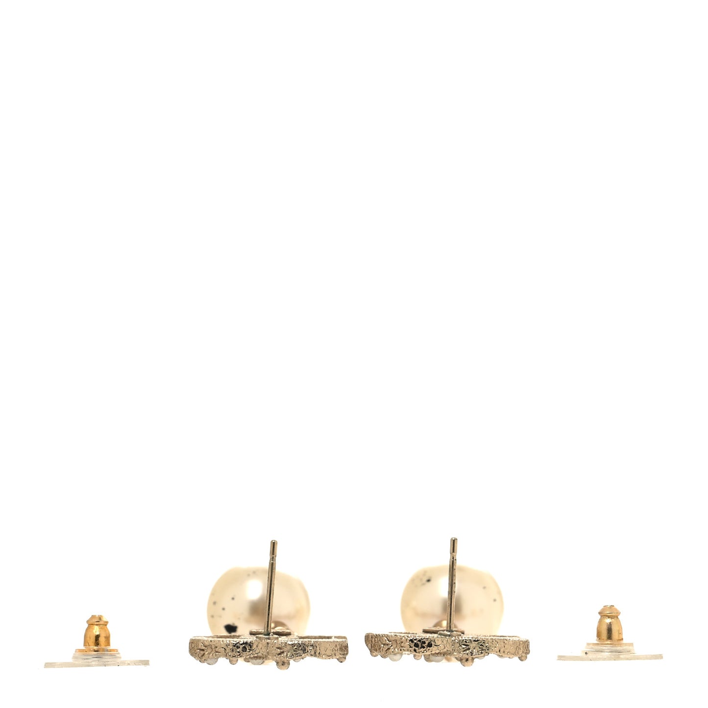 Crystal Pearl CC Drop Earrings Gold