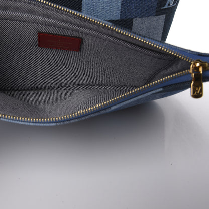 Louis Vuitton Denim Damier Monogram Patchwork Neverfull Blue Rouge 6 of 12