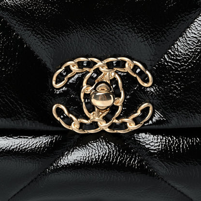 Chanel Shiny Crumpled Calfskin Quilted Medium Chanel 19 Flap Black 8 of 12