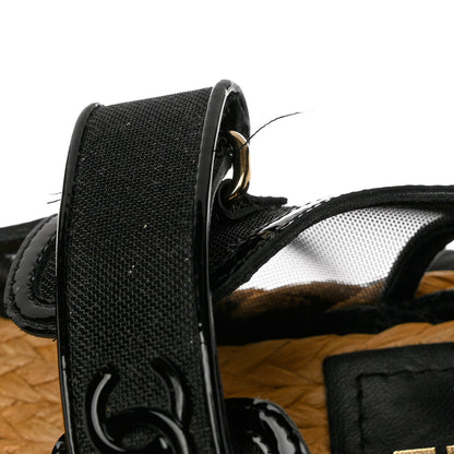 Chanel Mesh Patent Calfskin Velcro Dad Sandals 37 Black 10 of 11