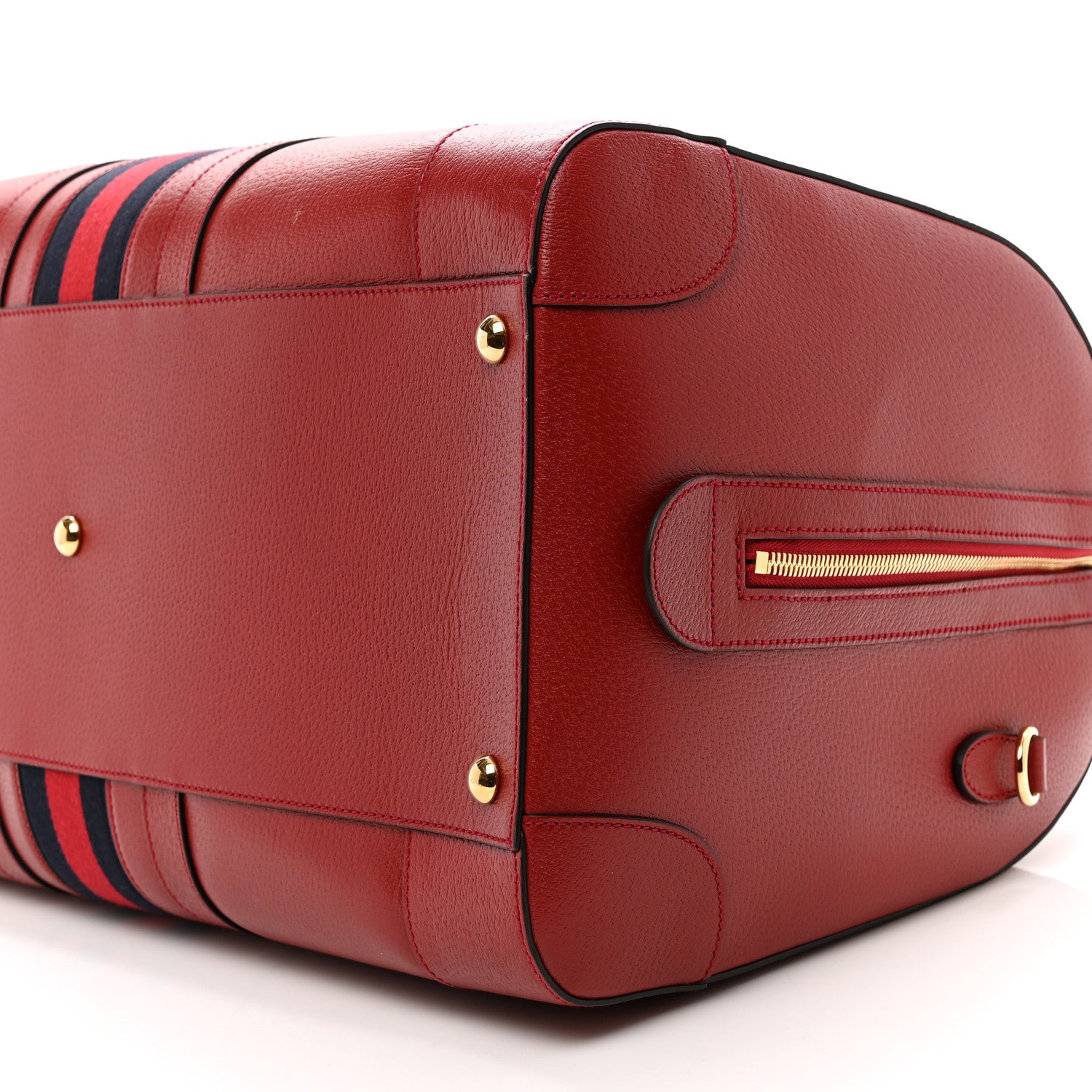 Gucci Textured Dollar Calfskin Web Large Duffle Bag Red 8 of 10