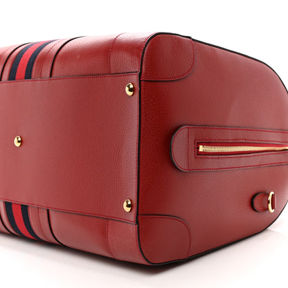 Gucci Textured Dollar Calfskin Web Large Duffle Bag Red 8 of 10
