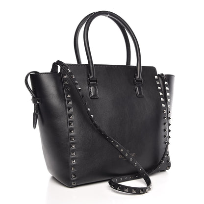 Valentino Garavani Vitello Rockstud Double Handle Tote Black 3 of 8