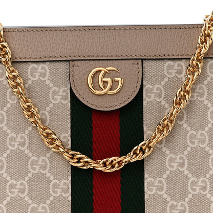 Gucci GG Supreme Monogram Textured Dollar Calfskin Web Small Ophidia Chain Shoulder Bag Beige Mystic White Oatmeal 9 of 11