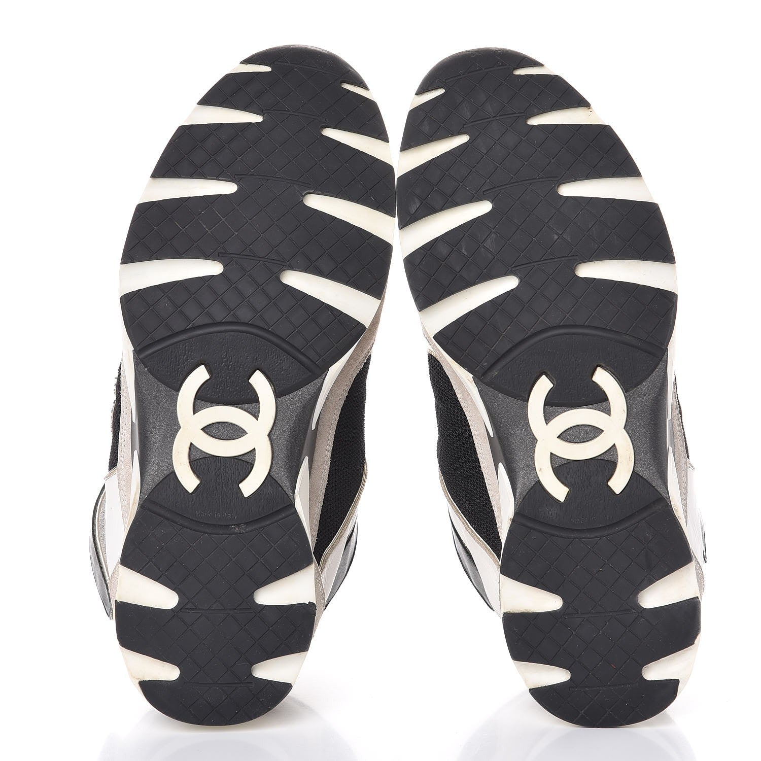 Chanel Mens Suede Calfskin CC High Top Sneakers 43 White Black 7 of 13