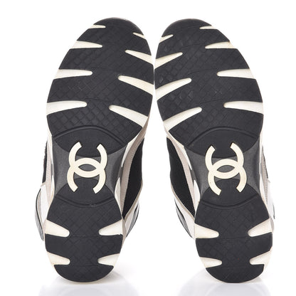 Chanel Mens Suede Calfskin CC High Top Sneakers 43 White Black 7 of 13