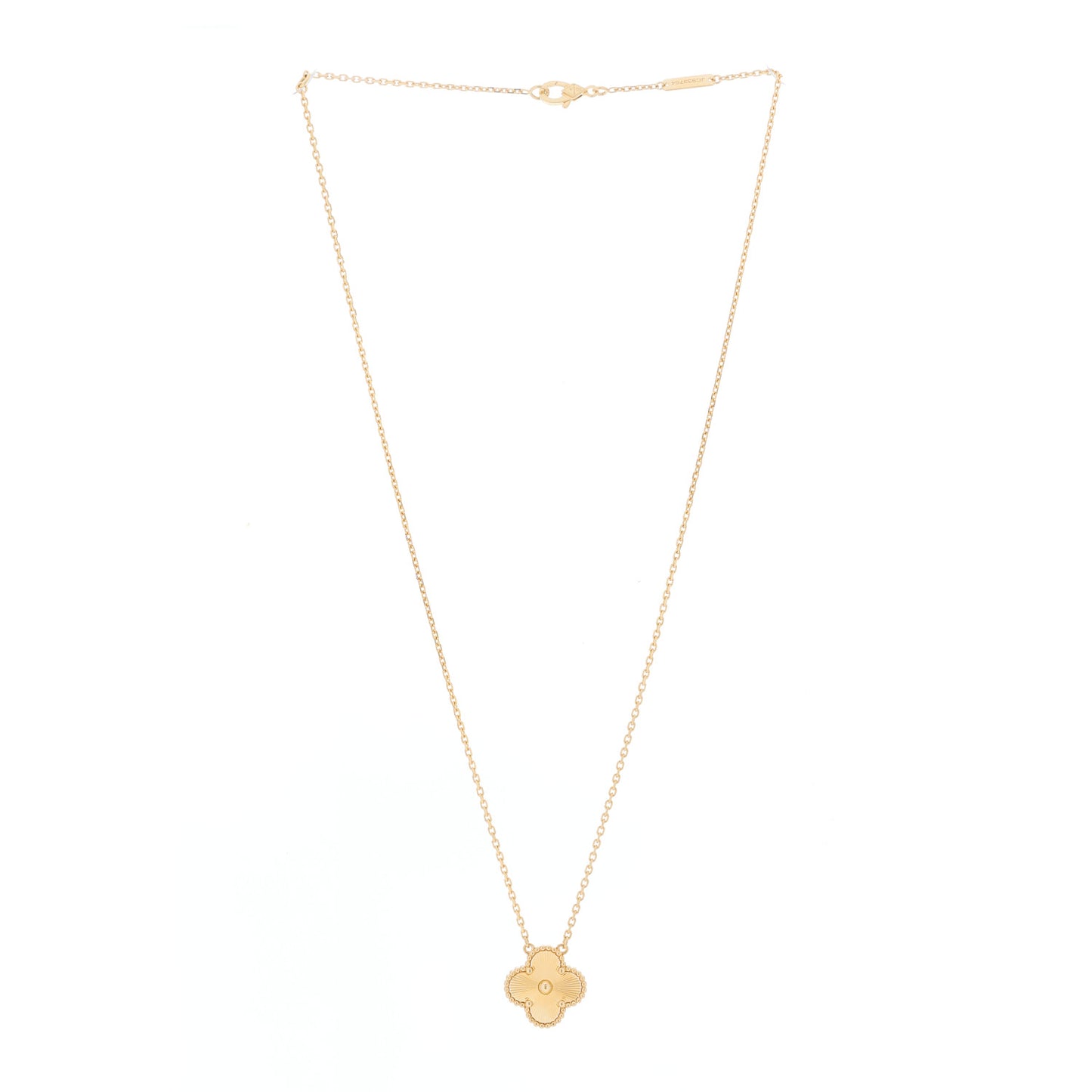 18K Yellow Gold Guilloche Vintage Alhambra Pendant Necklace