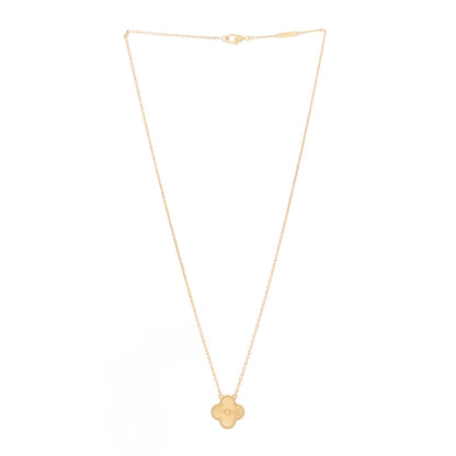 Van Cleef & Arpels 18K Yellow Gold Guilloche Vintage Alhambra Pendant Necklace 2 of 5