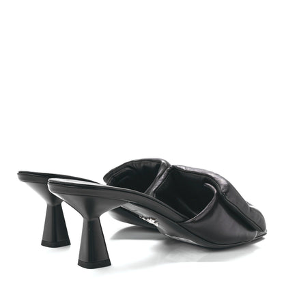 Prada Nappa Soft Padded Metal Triangle Logo 65mm Slide Sandals 40 Black 4 of 9