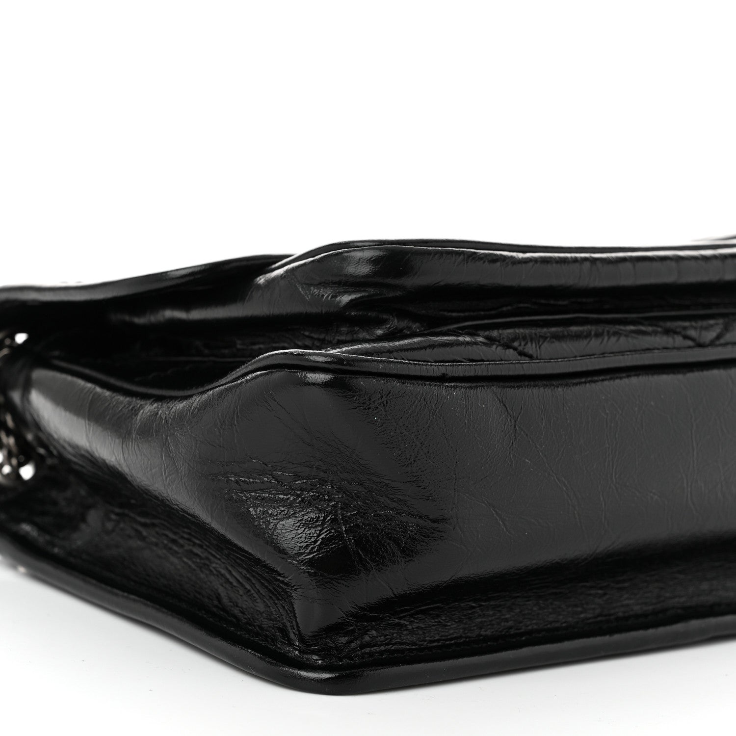 Saint Laurent Crinkled Calfskin Matelasse Monogram Baby Niki Chain Satchel Black 9 of 10