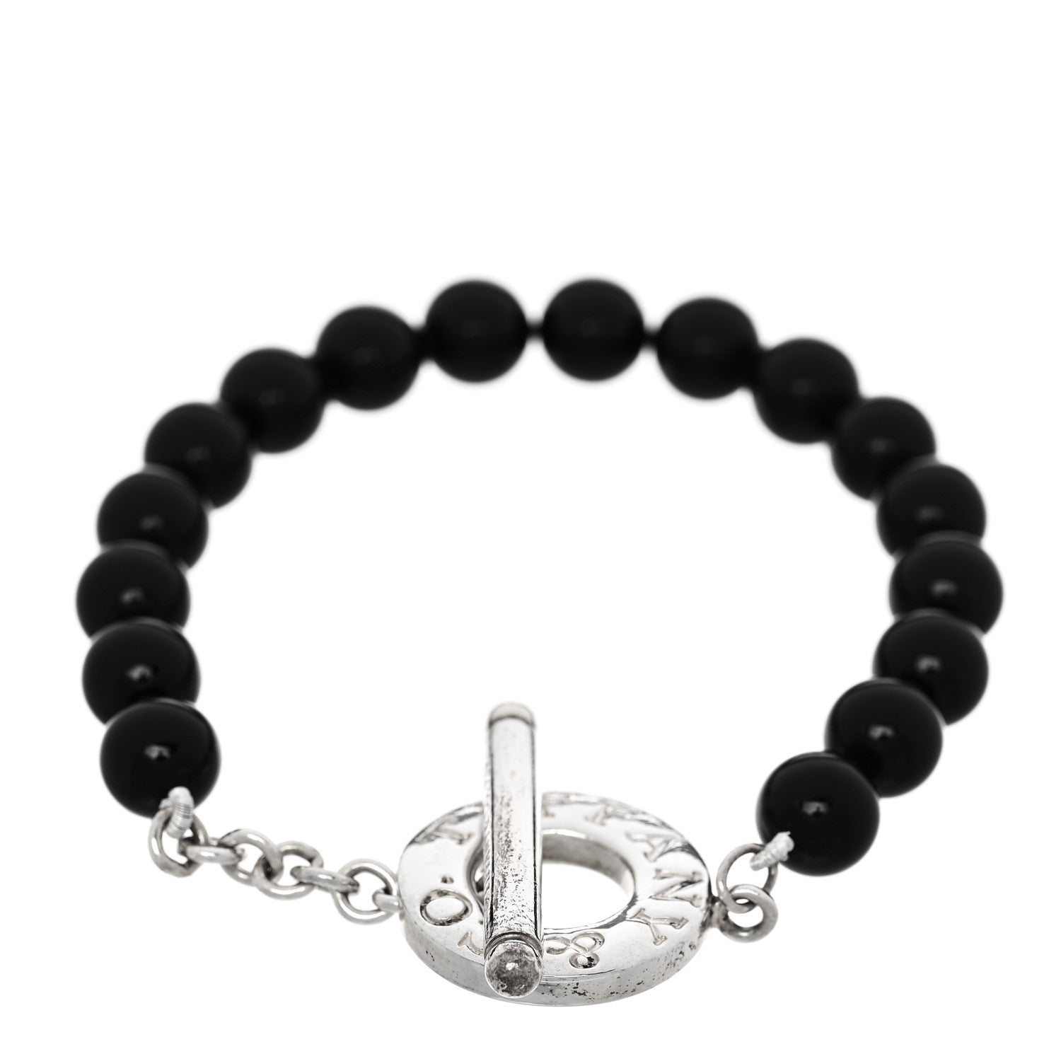 Tiffany Sterling Silver Black Onyx Bead Toggle Bracelet 2 of 4