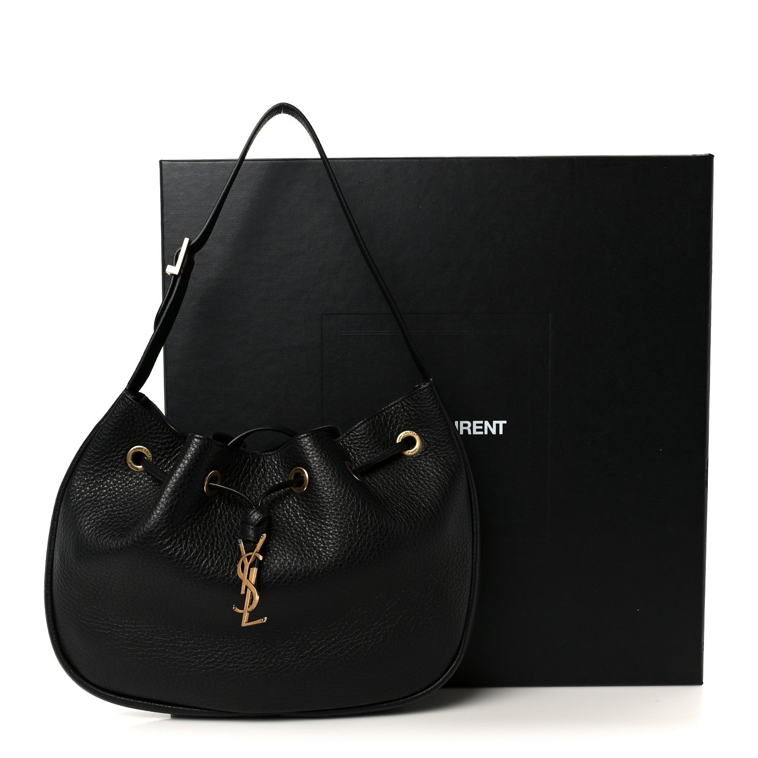 Saint Laurent Grained Deerskin Paris VII Small Flat Hobo Black 12 of 12