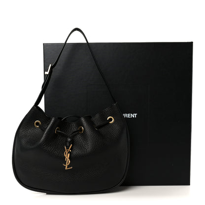 Saint Laurent Grained Deerskin Paris VII Small Flat Hobo Black 12 of 12